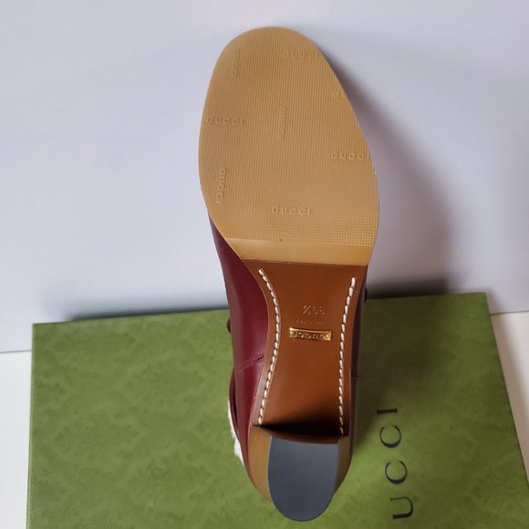 NIB Gucci bordeaux leather GG Shearling Effect Knee-High Boots - IT 39.5/US 9.5 - Picture 6 of 8